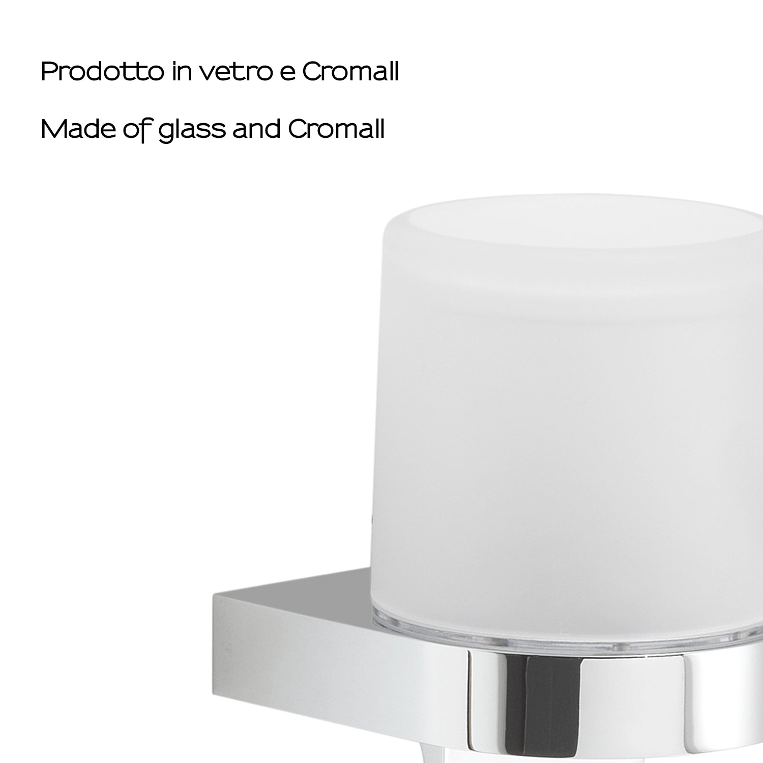 Distributore di sapone tondo di Gedy modello Giava da 150 ml in vetro e Cromall - Cromato