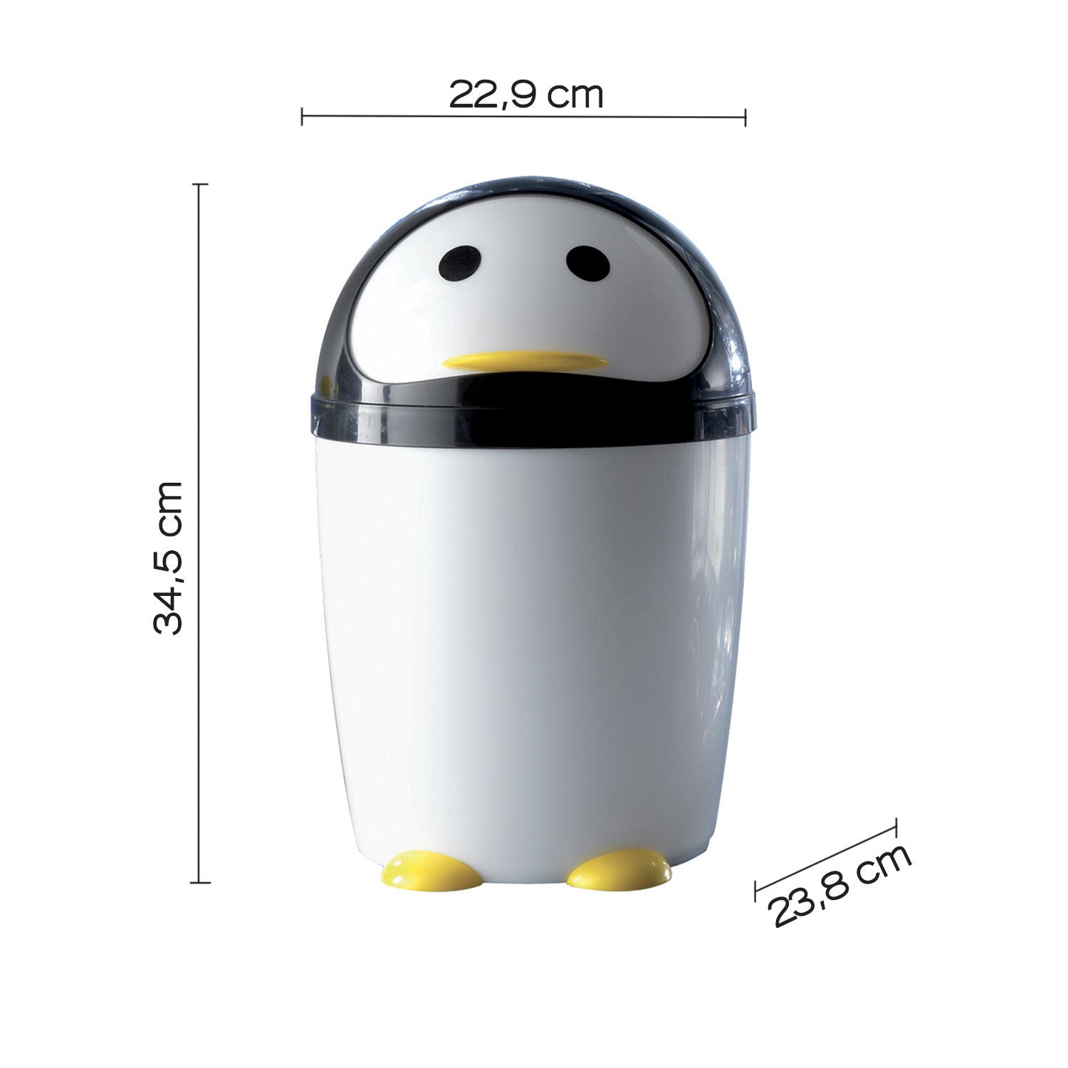 Portarifiuti 7.5 lt modello Peng di Gedy - Bianco/Nero