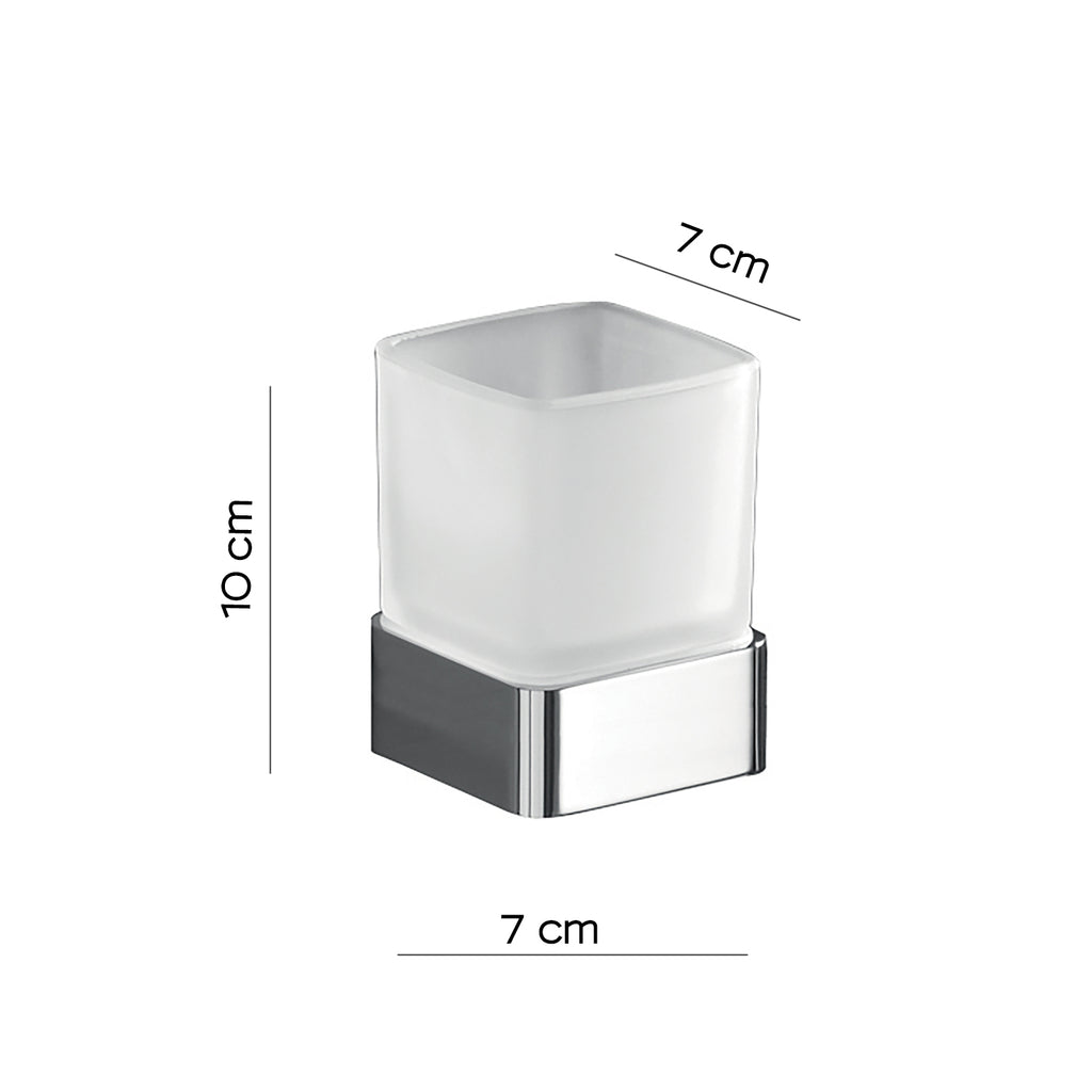 Portaspazzolini da appoggio con contenitore in Vetro satinato di Gedy serie Lounge - Cromato