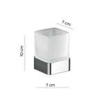 Portaspazzolini da appoggio con contenitore in Vetro satinato di Gedy serie Lounge - Cromato