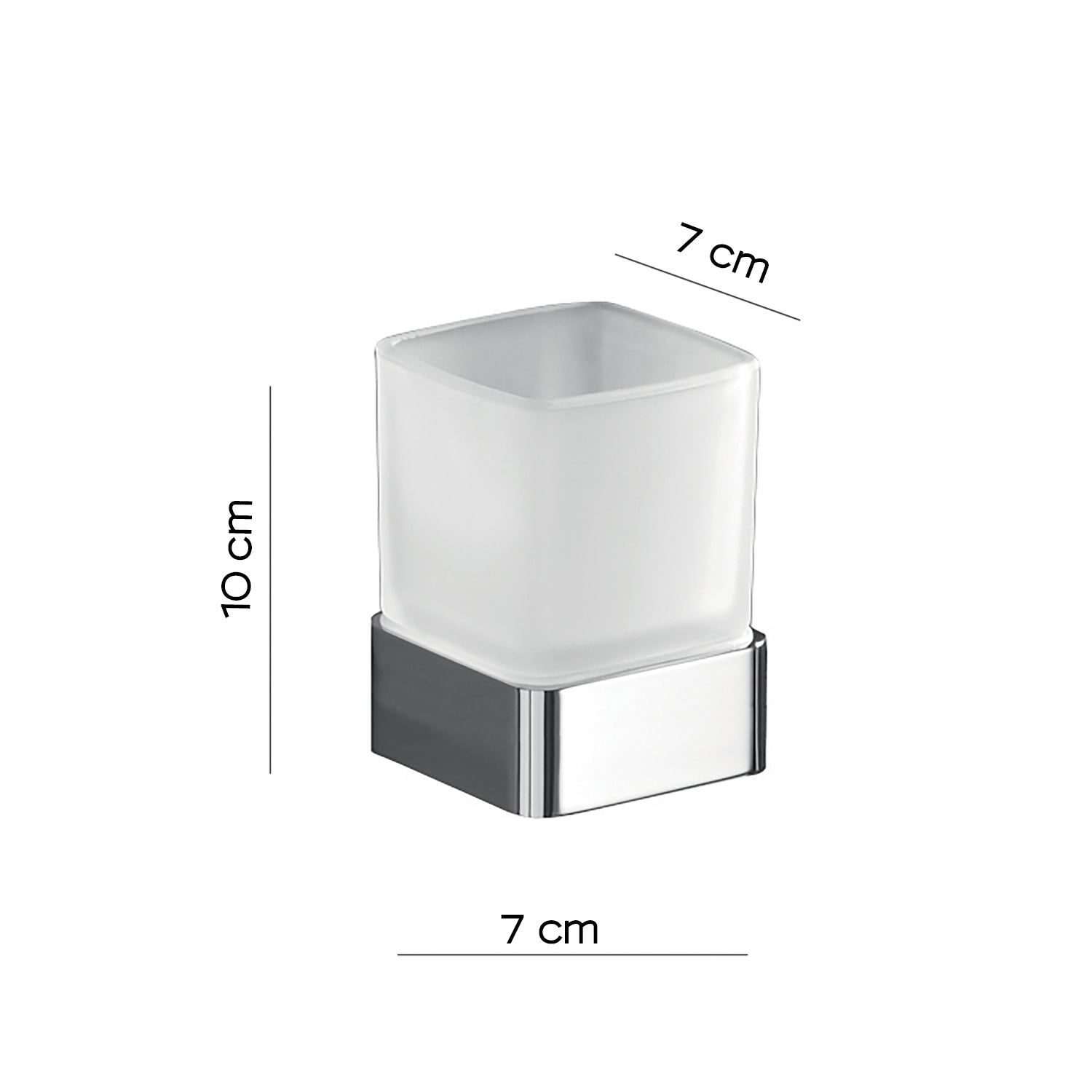 Portaspazzolini da appoggio con contenitore in Vetro satinato di Gedy serie Lounge - Cromato