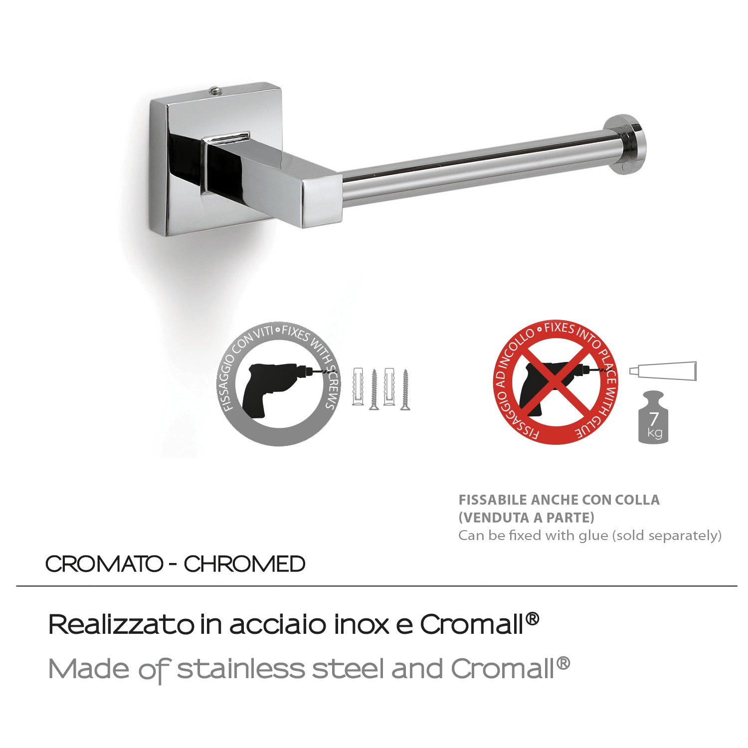 Porta carta igienica a muro di Gedy serie Olimpo - Cromato