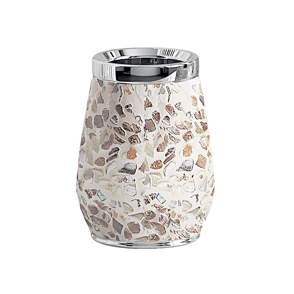 Portaspazzolini in ceramica e madreperla Gedy serie Marina - Crema