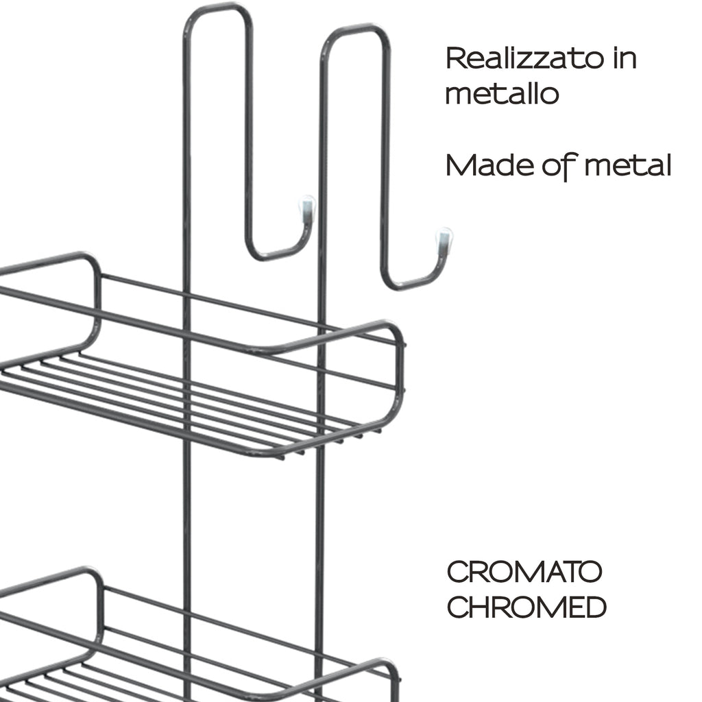 Portaoggetti doccia rettangolare appendibile a 2 ripiani di Gedy modello Tito - Cromato