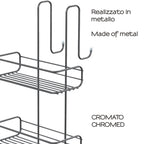 Portaoggetti doccia rettangolare appendibile a 2 ripiani di Gedy modello Tito - Cromato