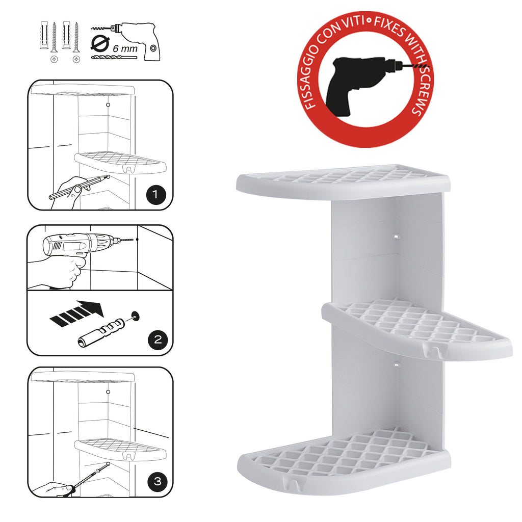 Portaoggetti doccia angolare modello Oscar di Gedy - Bianco