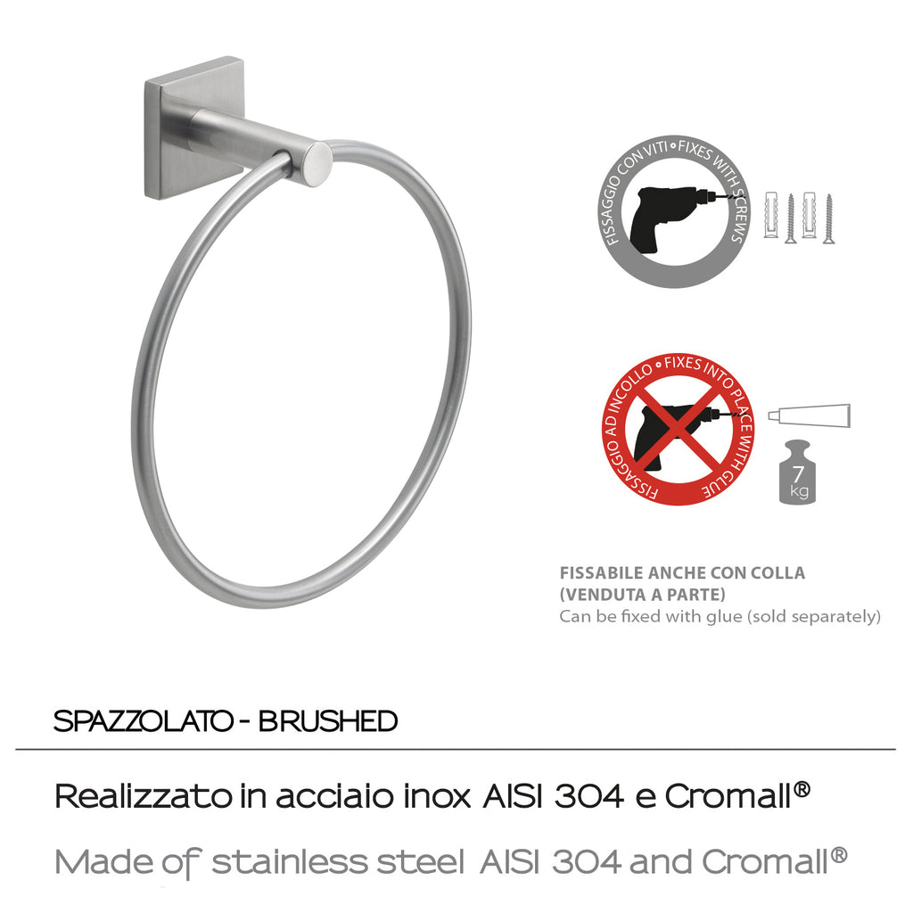 Portasalviette ad anello Fuji di Gedy - Spazzolato