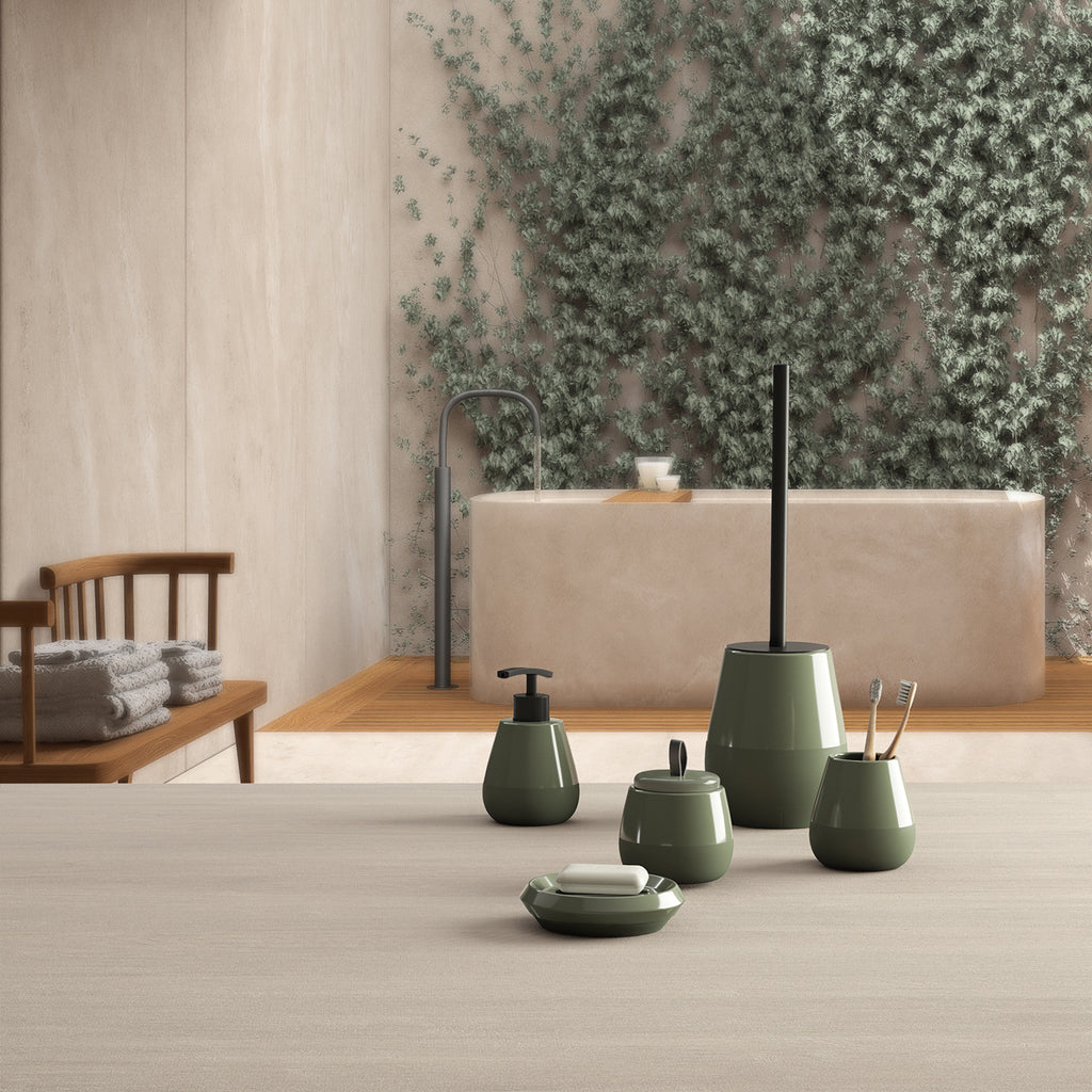 Dosasapone da appoggio con erogatore Nero Gedy serie Wilma - Verde Salvia