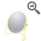 Specchio ingranditore da tavolo su base in acciaio modello Akira colore giallo opaco