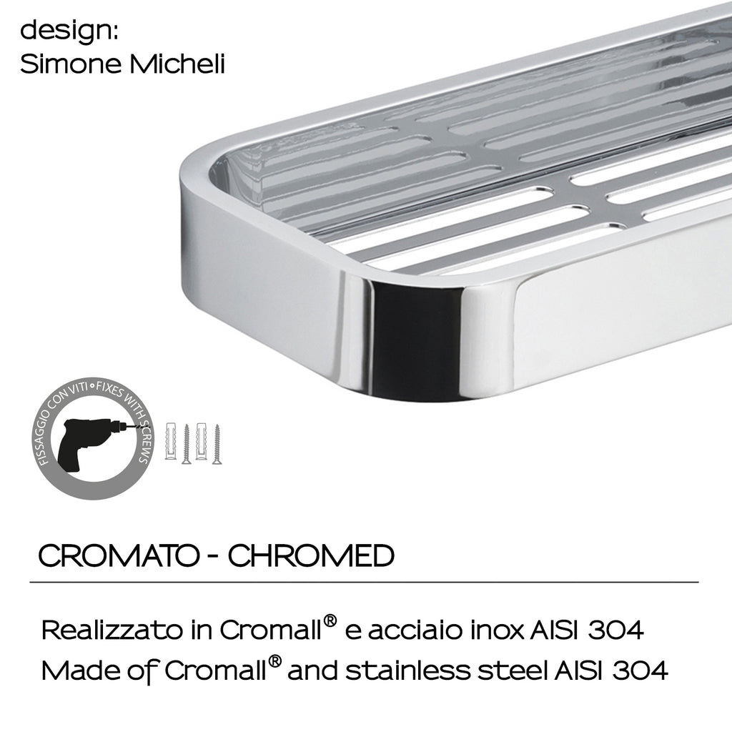Portaoggetti doccia Rettangolare Outline in Acciaio Inox AISI 304 di Gedy - Cromato