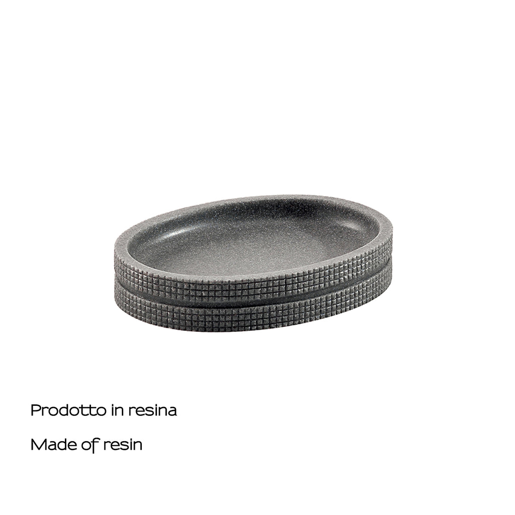 Portasapone in resina Gedy serie Petra - Grigio