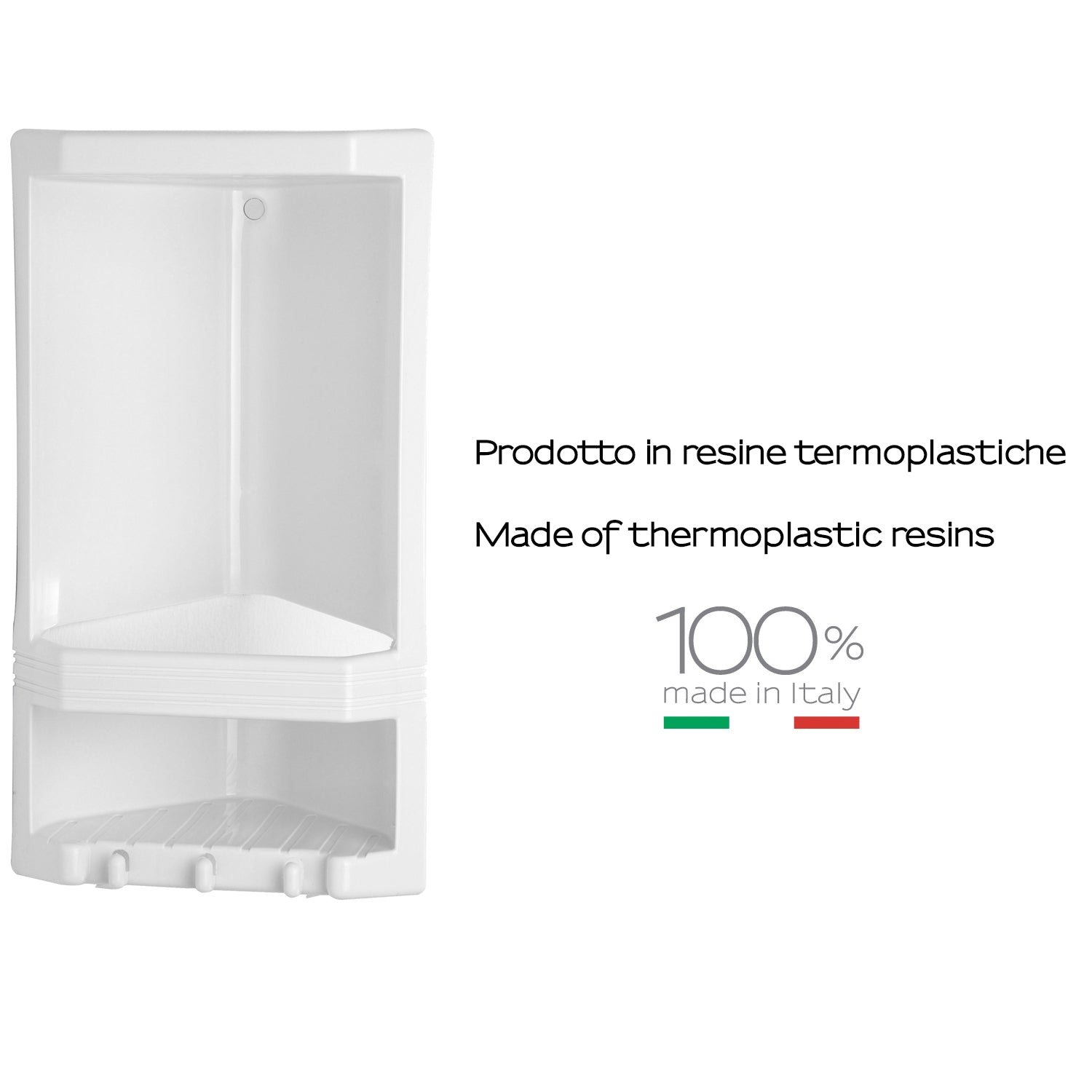 Portaoggetti angolare a 2 ripiani Junior di Gedy - Bianco