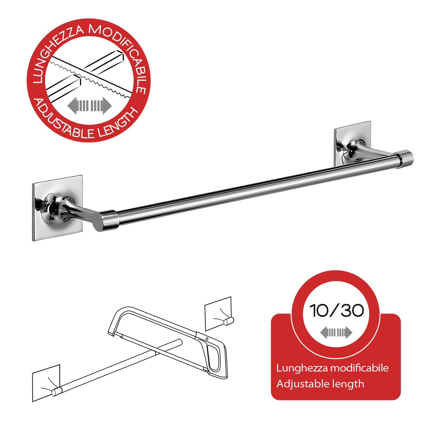 Porta asciugamani 35 cm in ottone e Cromall Wizard di Gedy - Cromato