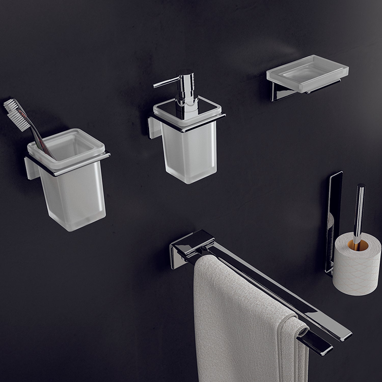 Portarotolo di riserva a parete in Ottone e Acciaio AISI 304 Gedy serie Il Giglio - Cromato