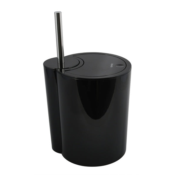 Cestino da 6L con coperchio ribaltabile e scopino modello Sun and Moon - Nero