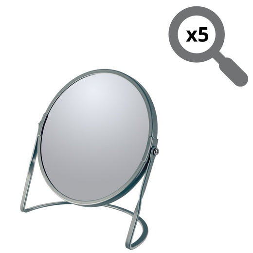 Specchio ingranditore da tavolo su base in acciaio modello Akira colore grigio opaco