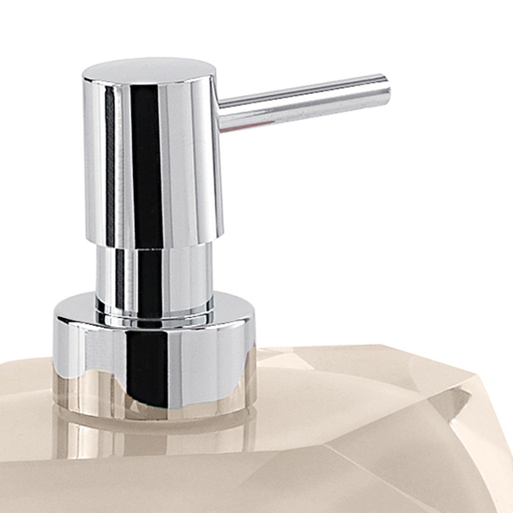 Dosasapone con erogatore in plastica cromata Gedy serie Chanelle - Tortora Chiaro