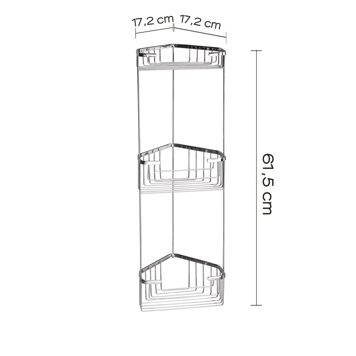 Portaoggetti doccia angolare a 3 ripiani modello Augustus di Gedy - Cromato