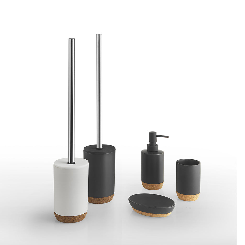 Portasapone in ceramica e sughero Gedy serie Ilary - Bianco