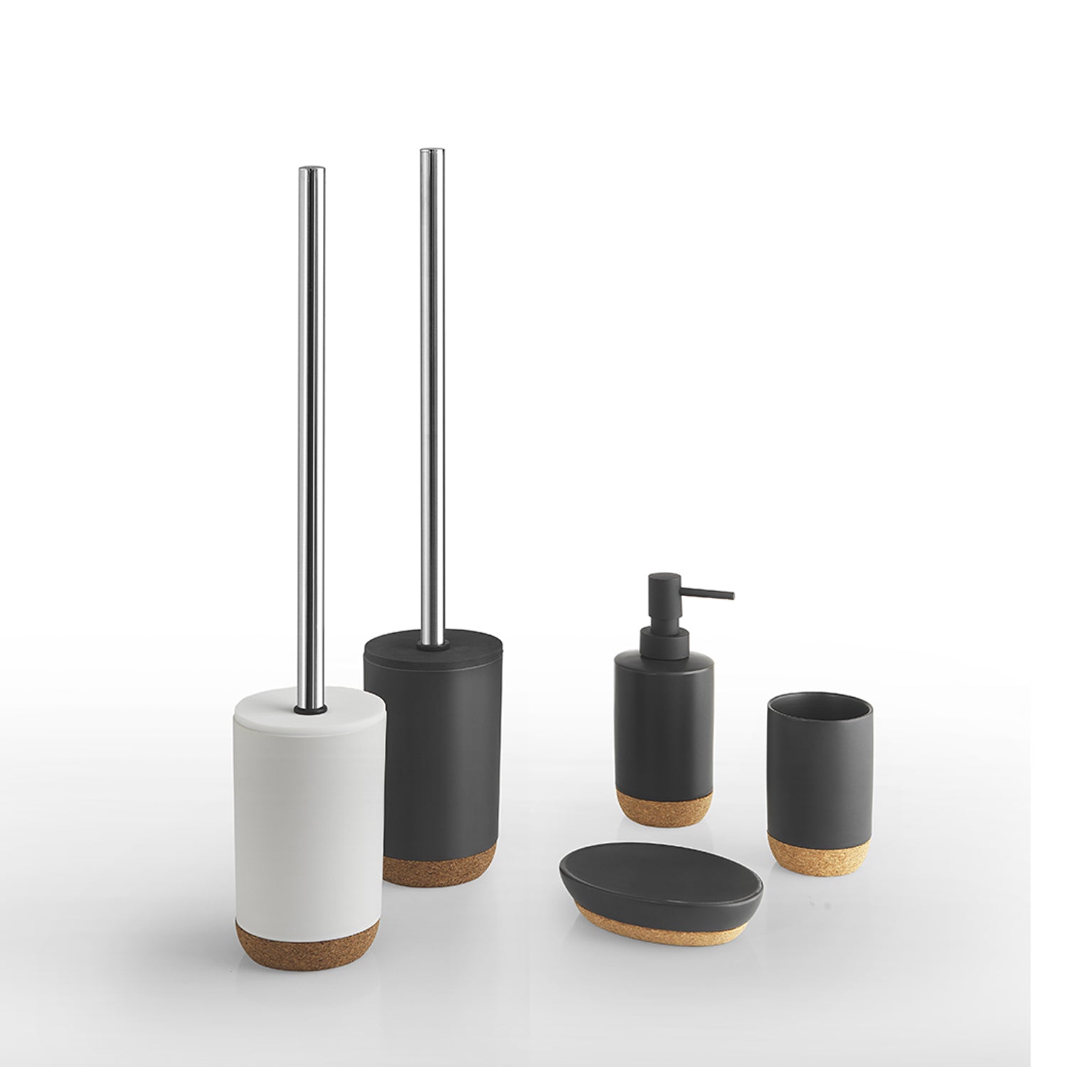 Portasapone in ceramica e sughero Gedy serie Ilary - Bianco