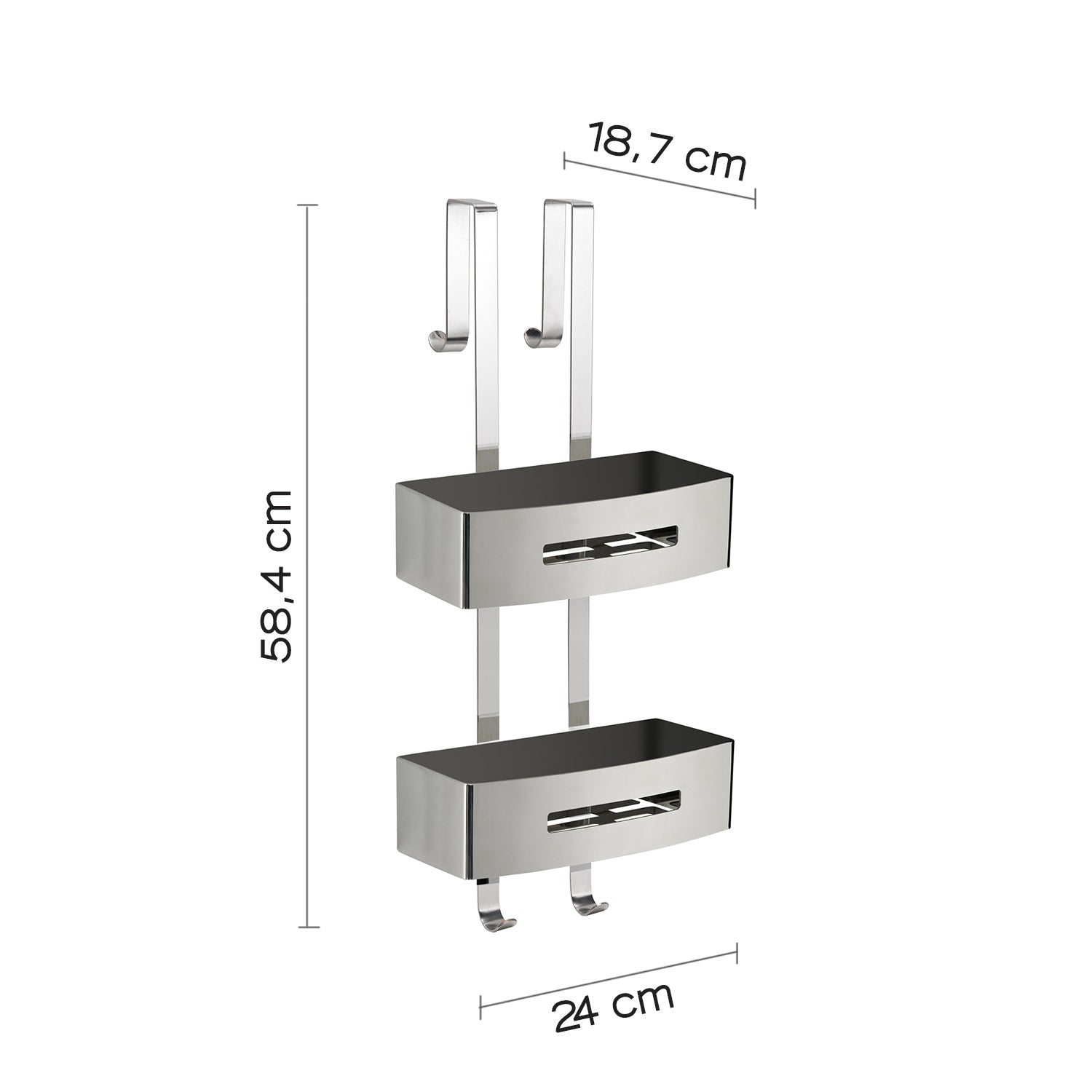 Portaoggetti doccia appendibile a 2 ripiani modello Poseidon di Gedy - Lucido