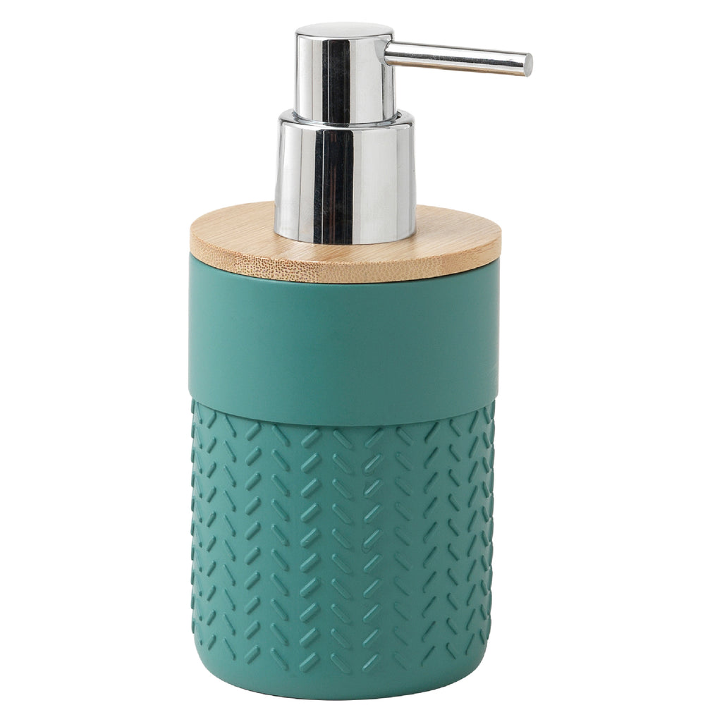Dispenser sapone con erogatore in plastica cromata Gedy serie Thea - Verde/Naturale