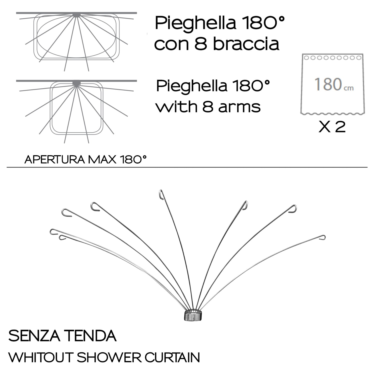Supporto tenda doccia fino a 180Â° - Gedy