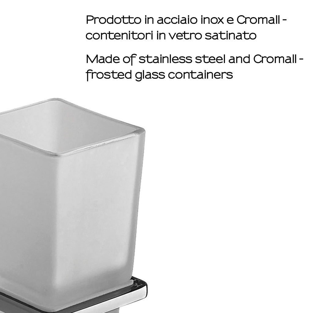 Portaspazzolini in Acciaio Inox di Gedy serie Kansas - Cromato