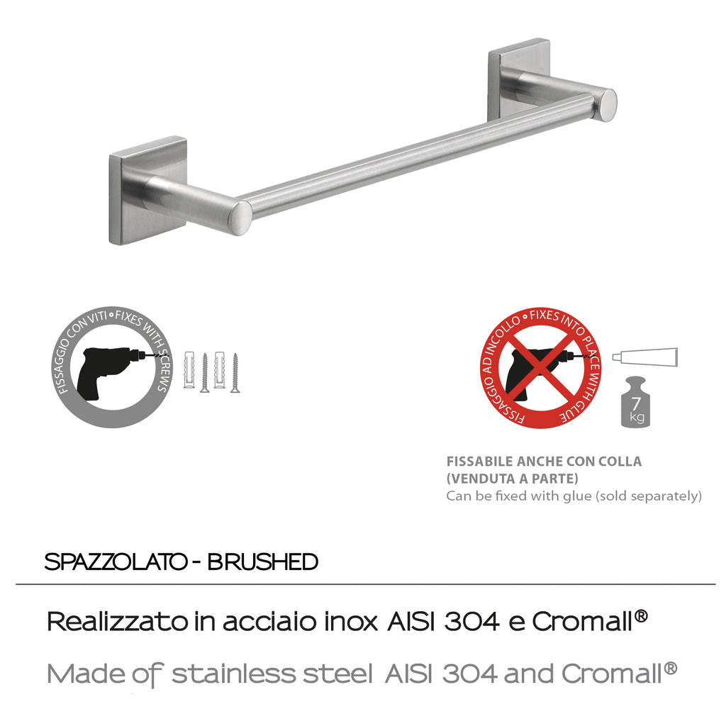 Portasalviette a muro 30 cm Fuji di Gedy - Spazzolato