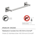 Portasalviette a muro 30 cm Fuji di Gedy - Spazzolato