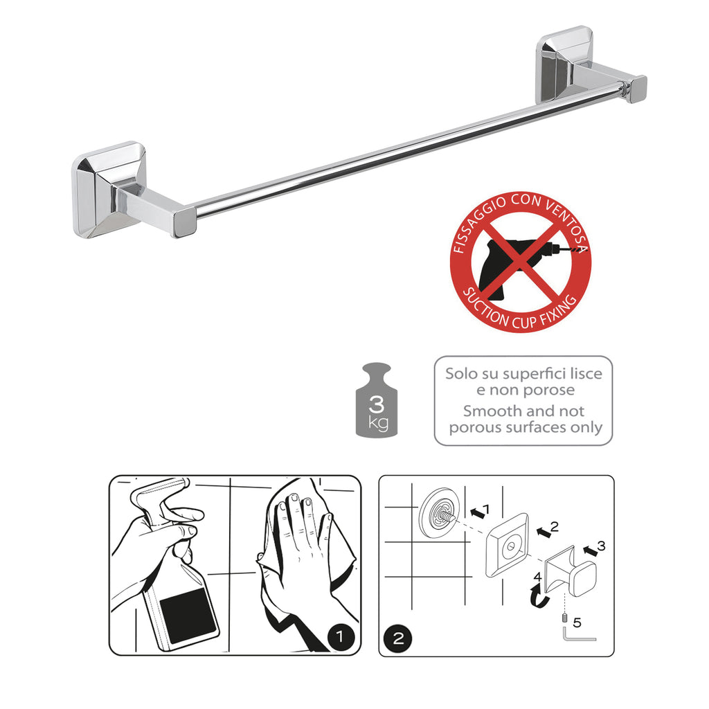 Portasalviette da muro con ventosa Gedy Ventus cm 45 in Acciaio Inox