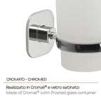 Portaspazzolini in acciaio inox e cromall Teide di Gedy - Cromato