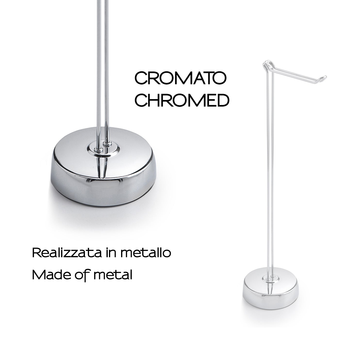 Piantana con portarotolo di riserva modello MinÃ¹ di Gedy - Cromato