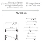 Asta doccia estensibile 80/135 cm in alluminio di Gedy - Bianco