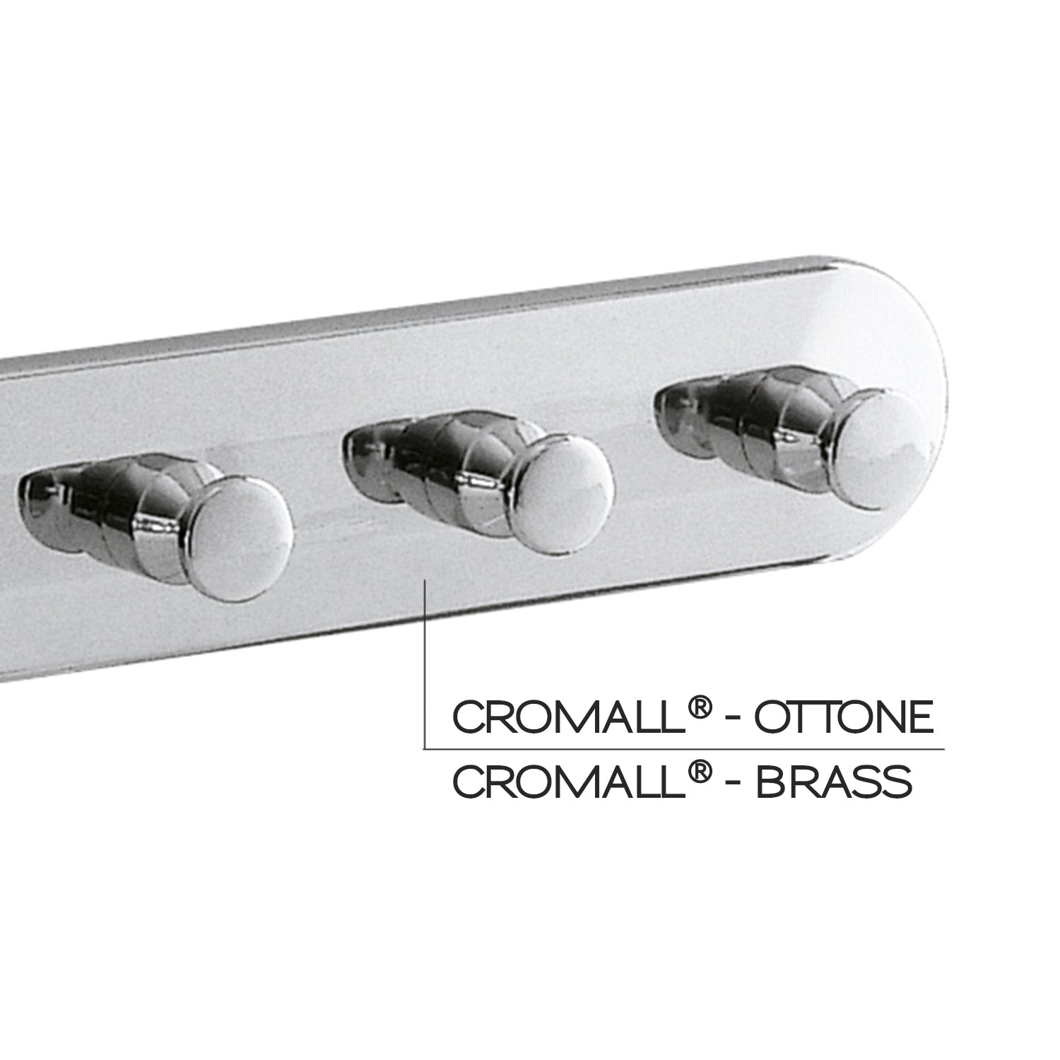 Appendiabiti multiplo modello Ciclope in ottone e Cromall - Cromato