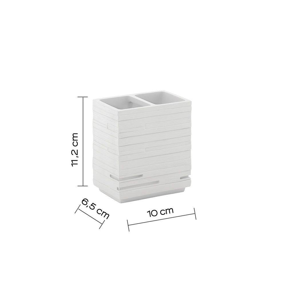 Portaspazzolini da appoggio in resina Gedy serie Quadrotto - Bianco