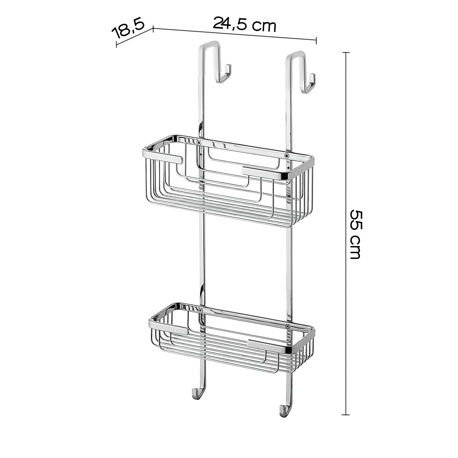 Portaoggetti doccia angolare a 2 ripiani modello Apollo di Gedy - Cromato