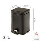 Cestino bagno quadrato 3 lt in Acciaio Inox modello Argenta di Gedy - Nero Matt