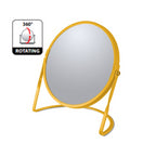 Specchio ingranditore da tavolo su base in acciaio modello Akira colore zafferano opaco
