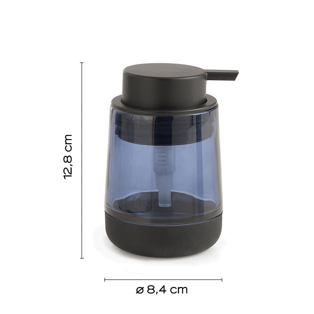 Dispenser sapone in vetro con erogatore in plastica nera Gedy serie Nicole - Blu
