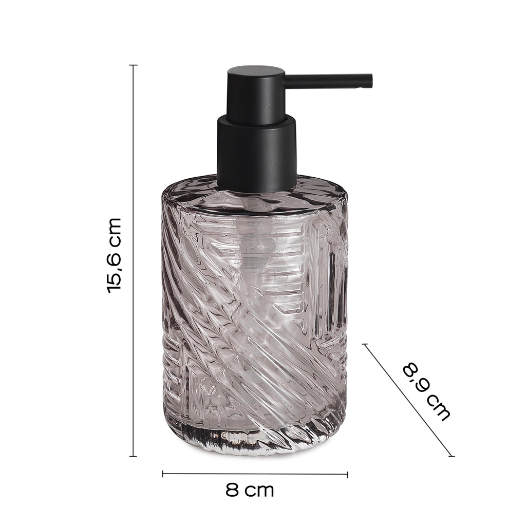 Dosasapone in vetro con erogatore in plastica nera Gedy serie Corinne - Trasparente