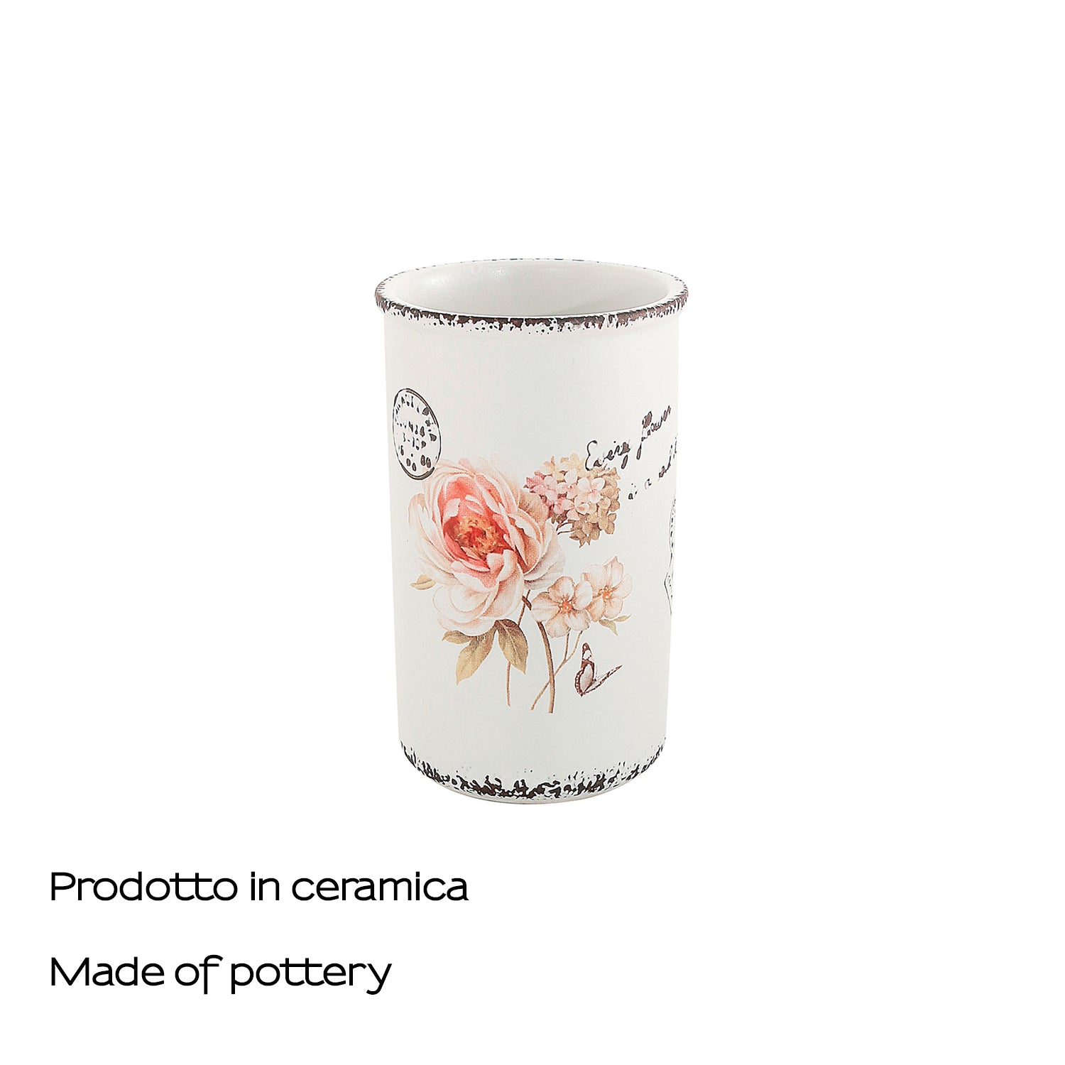 Portaspazzolini da appoggio in ceramica Gedy serie Clothilde - Bianco