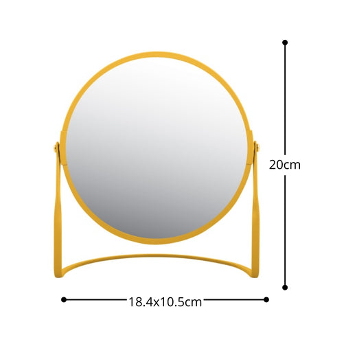 Specchio ingranditore da tavolo su base in acciaio modello Akira colore zafferano opaco