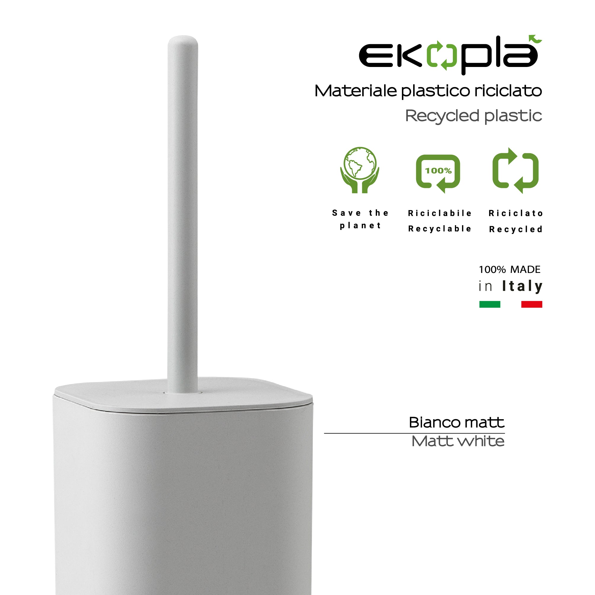 Scopino da appoggio Seventy EkoplÃ  Gedy in materiale plastico riciclato - Bianco Matt