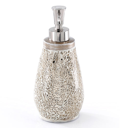 Dosasapone in ceramica e vetro con erogatore in plastica Gedy serie Myosotis - Crema/Oro