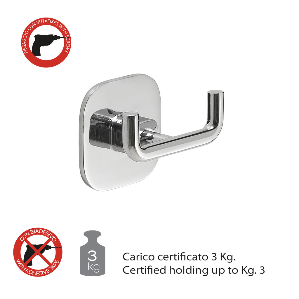 Appendiabiti doppio in acciaio inox e cromall Teide di Gedy - Cromato